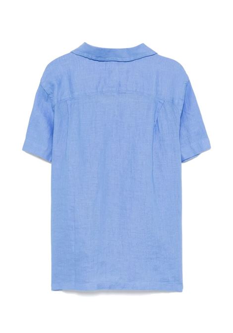 Camicia Bowling In Lino Azzurro Con Pony a Contrasto RALPH LAUREN KIDS | 322-964585002
